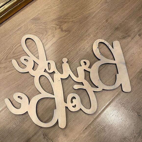 EUC DIY Handpainted Laser Cut Blue Wooden Bride To Be Sign - Picture 3 of 4